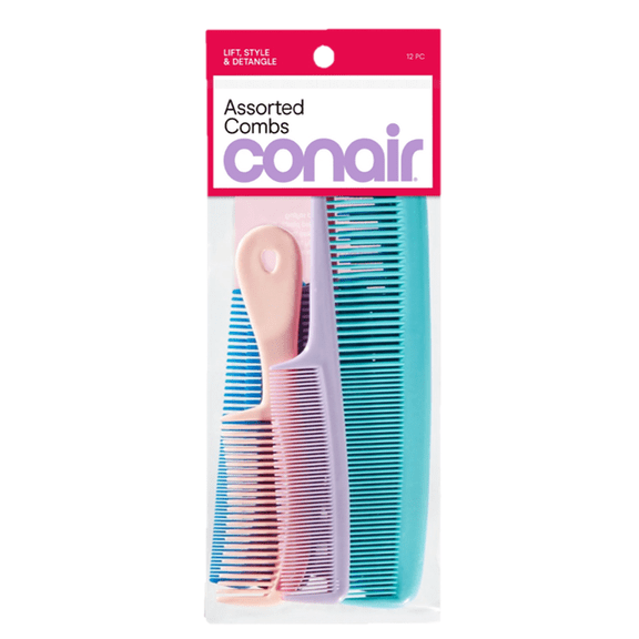 Conair 12-Piece Comb Set, All-Purpose Hair Styling Pack for Every Hair Type & Style