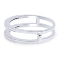 thumbnail image 5 of 1/4 CT Round Cut White Cubic Zirconia Enhancer Double Guard Ring In 14K White Gold Over Sterling Silver (Color: White, Clarity: VVS1-VVS2, 0.25 Cttw) -9, 5 of 7