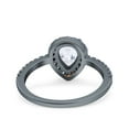 thumbnail image 3 of Black Tone, Simulated Cubic Zirconia Size-7 Teardrop Pear Art Deco Halo New Design Multi Color Wedding Bridal Ring 925 Sterling Silver, 3 of 7