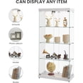 thumbnail image 6 of Holaki 4-Tier Glass Display Cabinet, 2 Doors Large Curio Display Cabinet with 2 Lights and & 2 Lock, Floor Standing Tempered Glass Showcase with 4 Wheels for Bedroom, Living Room or Office - White, 6 of 9