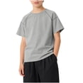 thumbnail image 3 of Mgmyaa Summer Boys & Girls Tops Kids Dry-Fit T-Shirts Solid Black Short Sleeve Crew Neck Ventilated Boys & Girls Tops Activewear Tees for Ages 3-15, 3 of 7