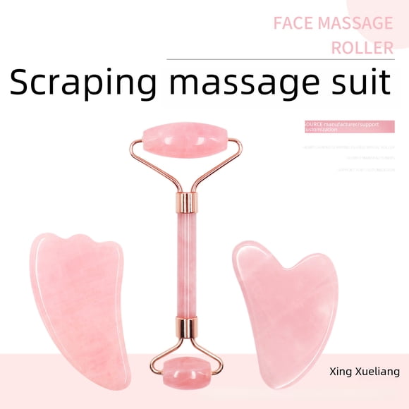 Natural Crystal Facial Massage Tool: Double-Head Jade & Rose Quartz Roller for Lymphatic Drainage, Puffiness Reduction & Skin Lifting - Easy-to-Use Beauty & Wellness Device,(Empty Box - Specify Style
