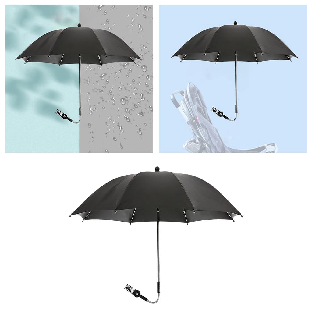 LeeQinersw Baby Stroller Parasol Clamp-On Shade Umbrella Sun Shade Parasol Rain Protecter Black