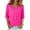 Hot Pink, variant on Stichou Womens Linen Shirts 2026 3/4 Sleeve Casual Tshirts Vacation Tunic Tops Summer Spring Trendy Floral Tee Hot Pink XL