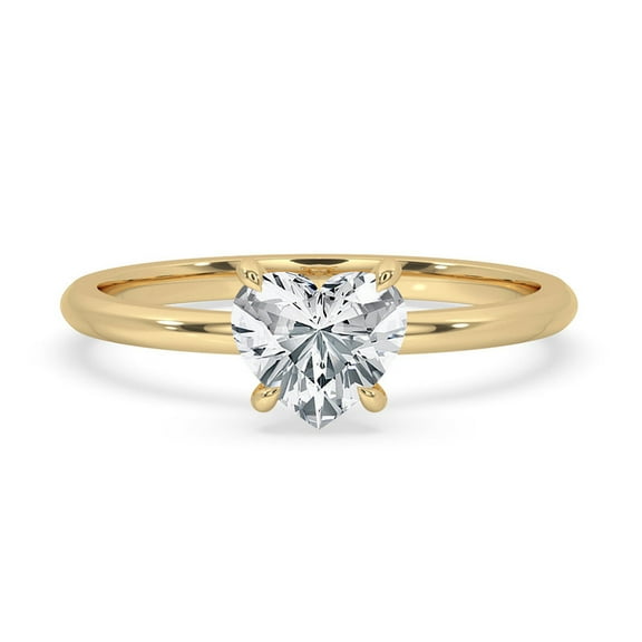 1.0 CT Heart Cut Hidden Halo Engagement Ring In Yellow Gold, Lab Grown Diamond Wedding Ring, Anniversary Gift for women, Gift for her