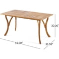 thumbnail image 3 of Outdoor Dining Table 59” Rectangular Acacia Wood Table with Teak Finish, Slatted Panel Top, Durable Hardox for Patio & Garden, 3 of 7