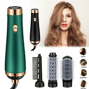 Blow Dryer Brush, Hot Air Brush, 3 in 1 Hair Dryer and Volumizer Set with Interchangeable Brush Head for Women, Green