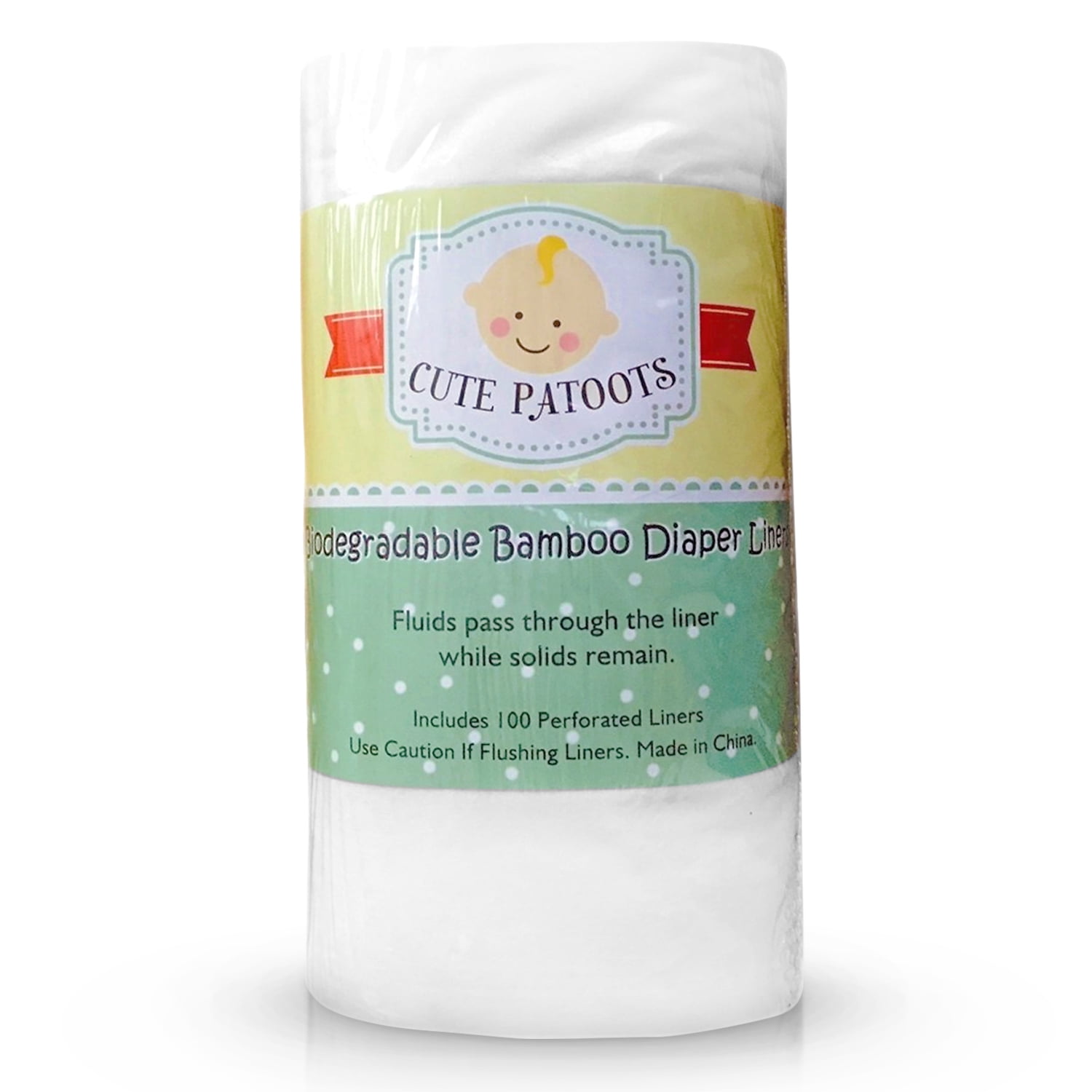 Cute Patoots Biodegradable Flushable Bamboo Cloth Diaper Liners 100