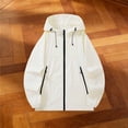 thumbnail image 4 of Karymi Womens Tops Zip‑Up Hooded Windbreaker Waterproof Jacket, Long Sleeve Adjustable Drawstring Hem Outdoor Coat with Zipper Pockets Rain Coats for Women, 4 of 8