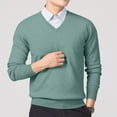thumbnail image 5 of YLSDY Men's V-Neck Wool Blend Pullover Sweater Long Sleeve Slim Fit Casual Daily Classic Solid Color Jumper Tops Army Green XL, 5 of 9