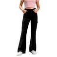 thumbnail image 4 of Liyamei Girls School Uniform Pants Elastic Waist Twill Bootcut Trousers Everyday Wear for 5-16 Years, 4 of 7