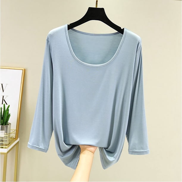 Fiudx Ropa de Mujer Top Holgado de Manga Corta con Cuello Redondo y Color Sólido de Verano de Gran Tamaño para Mujer
