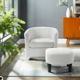 thumbnail image 3 of Swivel Accent Barrel Chair With Ottoman, Modern Comfy Accent Chair Bedroom Lounge Arm Chair For Living Room, White, 3 of 7