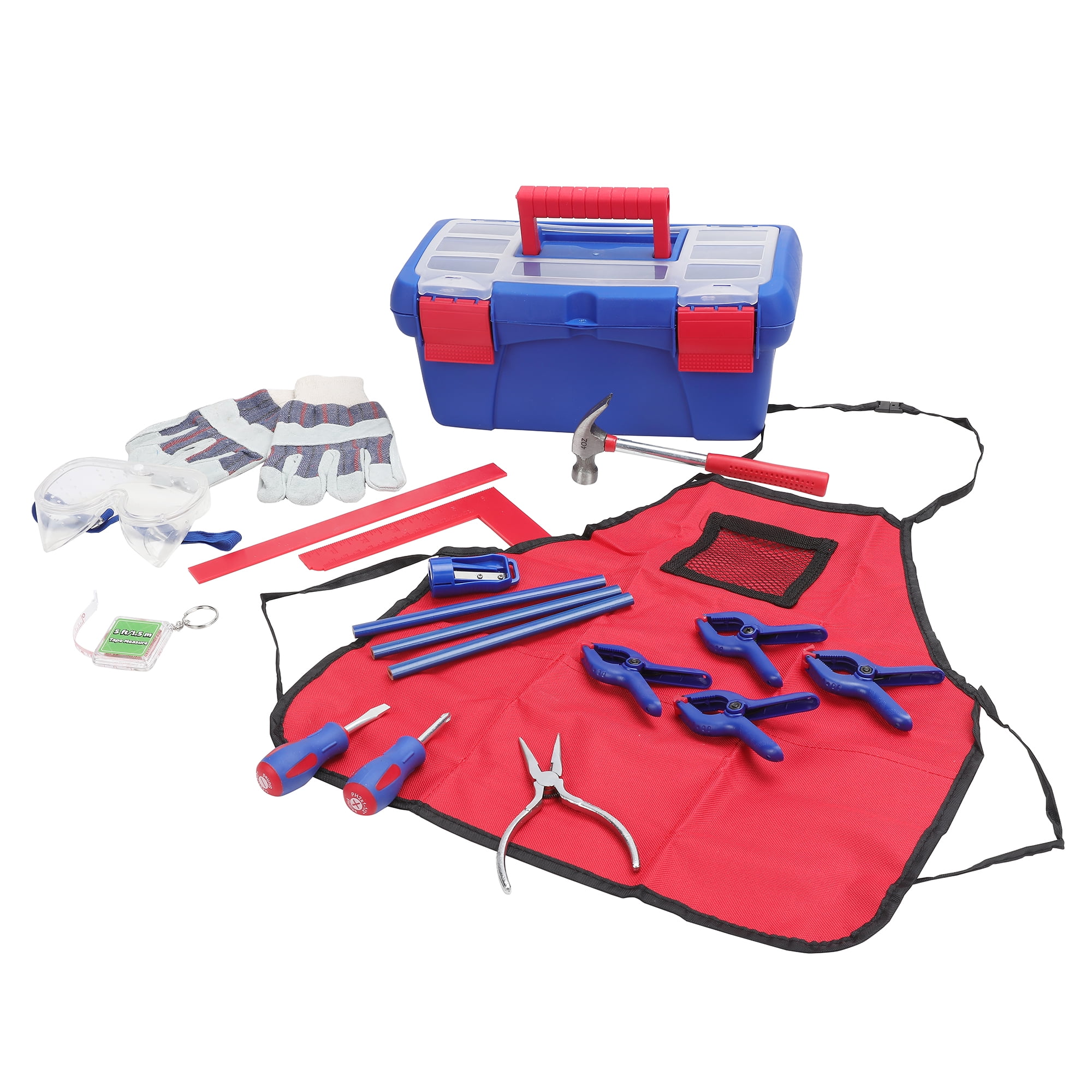 Create & Learn 18-Piece Tool Set with Toolbox, Apron, Gloves and Real Tools