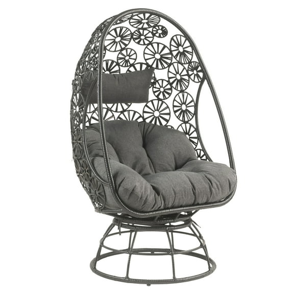 ACME Hikre Patio Lounge Chair and Side Table in Charcoal and Black