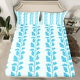 thumbnail image 2 of jejeloiu Blue Botanical Leaf Bed Sheets,Minimalist Aesthetic King Sheets For Adults 4 Pieces, 2 of 7