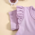 thumbnail image 6 of HAOTAGS Baby Girls Fly Sleeve Top with Bell-bottomed Pants, Solid Color 2 Piece Outfit Set for Kids Purple 2 T, 6 of 9