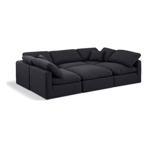 Meridian Furniture Indulge 164" Fabric U-Shaped Modular Sectional in Black