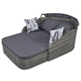thumbnail image 4 of Bellemave PE Rattan Wicker Outdoor Sunbed for Garden Backyard Poolside Patio Day Bed with Adjustable Canopy Double Seat Chaise Lounge Chair with Cushions and Pillows (Gray Wicker + Gray Cushion), 4 of 12