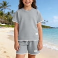 thumbnail image 5 of HAOTAGSBoys Outfit Sets, Short Sleeve T-Shirt & Elastic Waist Shorts with Pockets Summer Kids Fashion Clothes Gray Size 8, 5 of 7