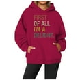 thumbnail image 3 of First Of All I'm A Delight Hoodies for Women Fall Winter Long Sleeve Funny Sarcastic Graphic Hooded Sweatshirt with Pockets, 3 of 4