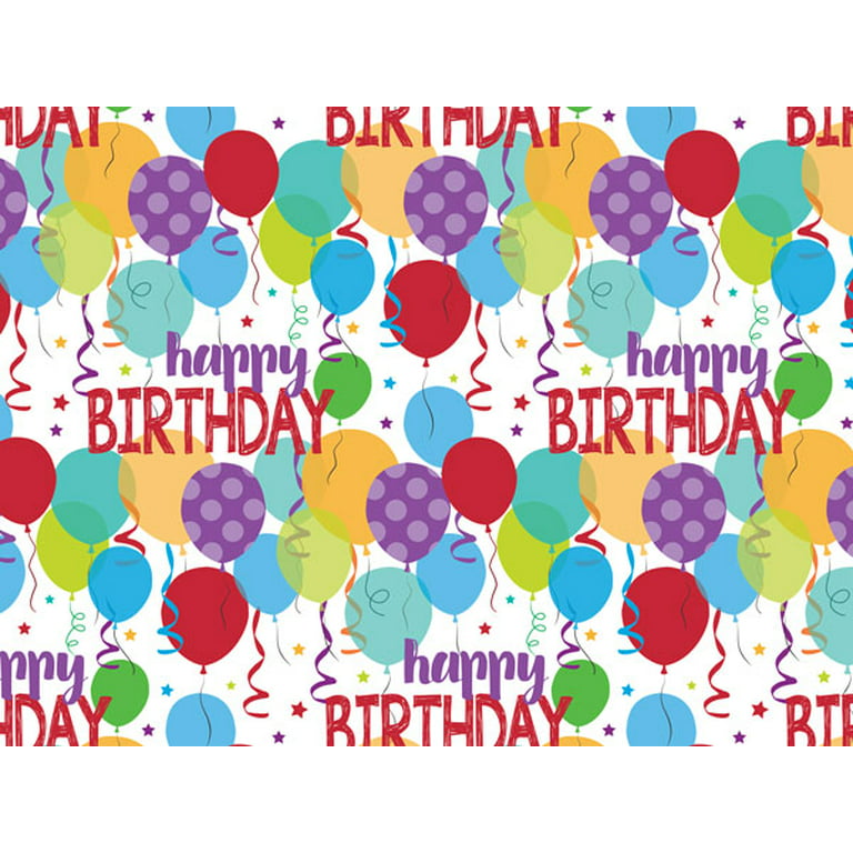 NAS 1 Pack, Happy Birthday Bash Wrapping Paper 24 inchx85' Cutter Roll for Party, Holiday & Events, Made in USA