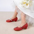 thumbnail image 3 of Zapatos de Vestir para Niña DREAM PAIRS Mary Jane Rojo con Perlas y Brillantes, 3 of 7