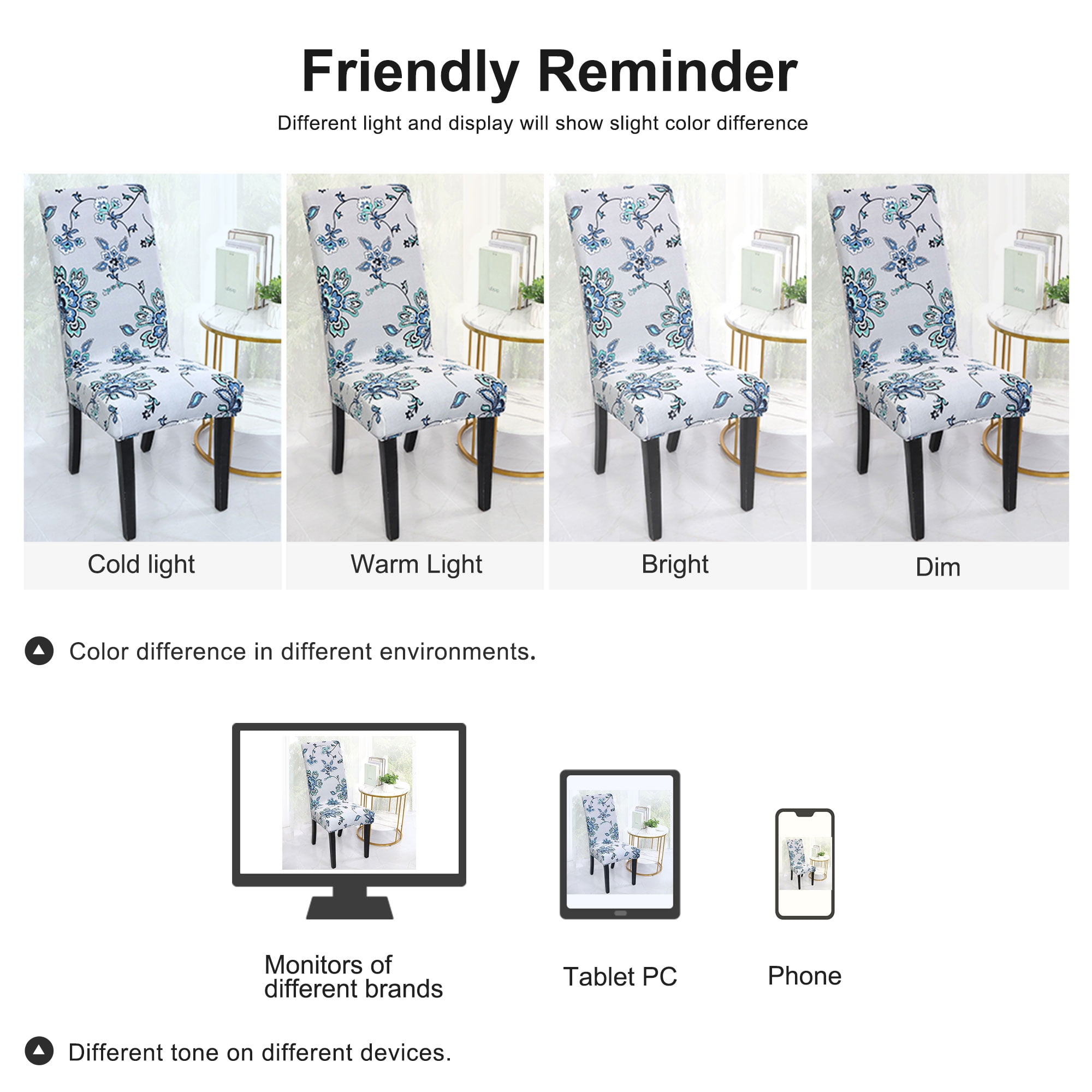 Unique Bargains Spandex Stretch Dining Chair Cover Gray and Blue M