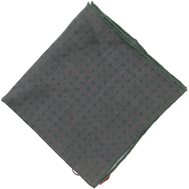 Isaia Dark Grey / Green Pochette 33x33 Pocket Square - One Size