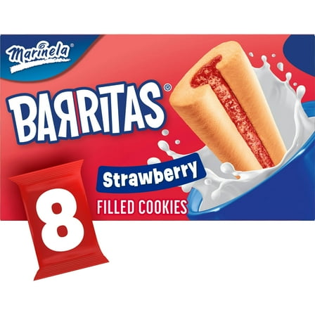 Marinela Barritas Fresa Filled Cookies, Strawberry Cookie Bars, 18.88 oz (2 Packs)
