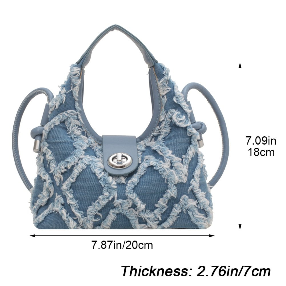 Small Crossbody Shoulder Bag for Women Vintage Fashion Jean Denim Purse Mini Handbags Female Elegant Tassel Shoulder Bag