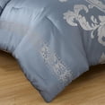 thumbnail image 6 of Chezmoi Collection Valor 7-Piece Bed in a Bag King, Grayish Blue/Gray Luxury Jacquard Floral Comforter with Sheets Set for All Season, 6 of 9