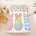 thumbnail image 5 of Erosebridal Rainbow Cartoon Rabbit Girls Bed Sheets,Happy Easter Theme Colorful Polka Dots Kids King Sheets 4-Piece, 5 of 6