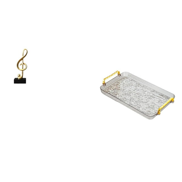 Escultura de nota musical, figura de escritorio, bandeja rectangular para servir, bandeja de almacenamiento, material de resina, borde , ideal