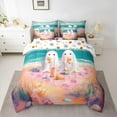 thumbnail image 3 of Manfei Cute Halloween Ghost Bedding Comforter Set 7pcs for Teens, Marine Beach Party King Bedding Sets, Vintage Oil Printing Reversible Bed Sheets, Breathable Home Decor, 3 of 8