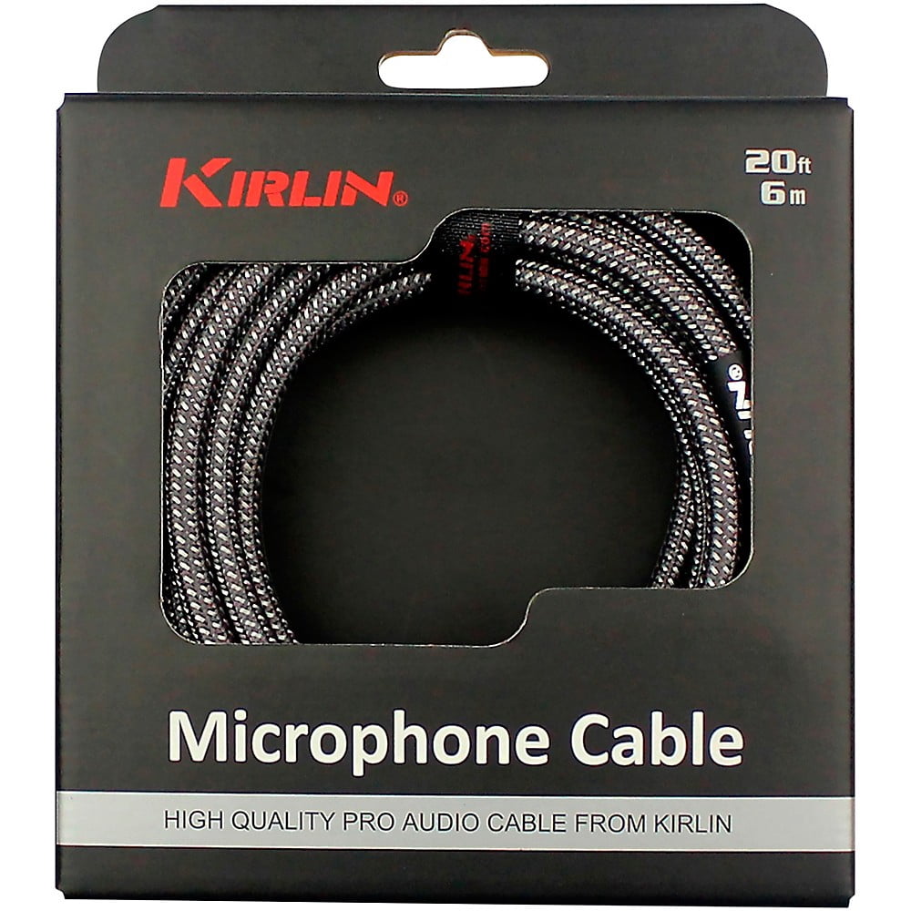 KIRLIN XLR Male To XLR Female Microphone Cable - Carbon Gray Woven Jacket 20 ft.