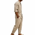 thumbnail image 6 of VBTAPA Men 2 Piece Outfits Long Sleeve Casual Button Down Shirt and Pants Sets Summer Beach Vacation Matching Set Khaki XL, 6 of 9