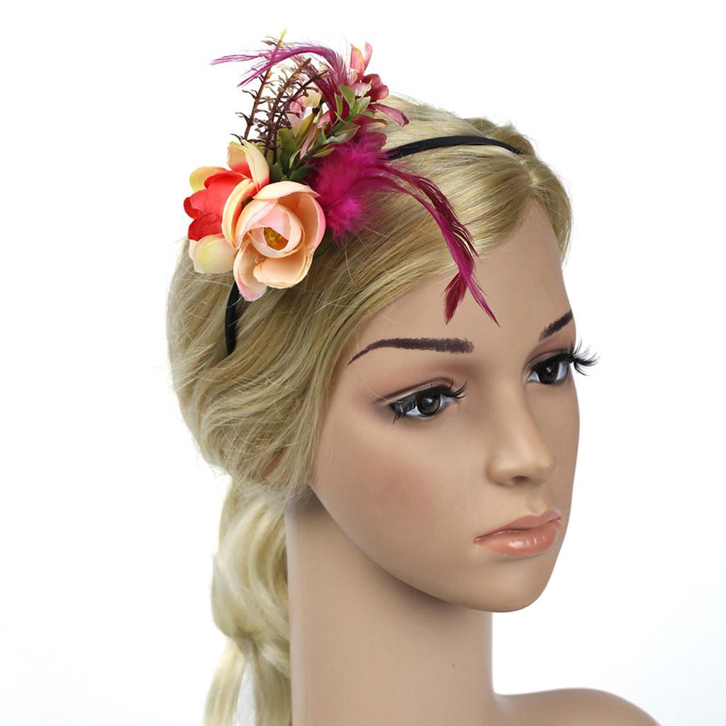 brown feather headband fascinator hair band wedding bridal race party ascot 