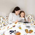 thumbnail image 4 of Feelyou Kawaii Beach Ghost Full Size Bedding Sets, Cartoon Skull Full Size Bed in a Bag, White Orange, Halloween Reversible, 7pcs, 4 of 7