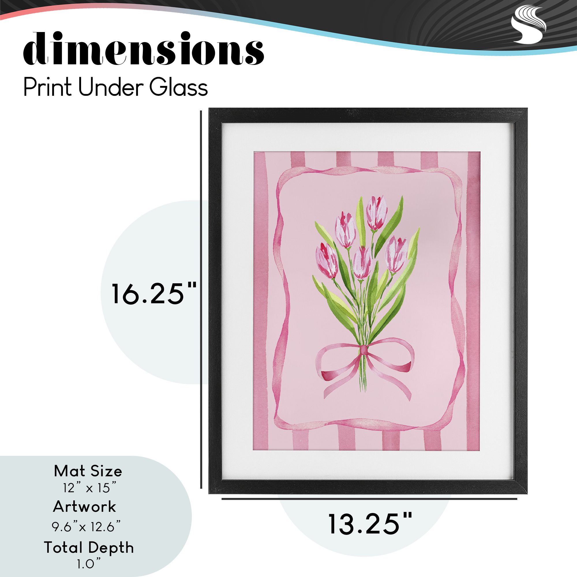 Pretty And Sweet Tulips Black Framed Print Under Glass, design by Nina Jacobs