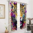 thumbnail image 3 of Colorful Leopard Splash Art 2 Panels 3D Printing Pattern Curtain for Bedroom Living Room Kitchen Window Decoration Home, 3 of 6