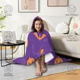 thumbnail image 4 of Wearable Blanket,Purple Halloween Pumpkins Bats and Spiders Hooded Wearable Flannel Blanket for Adults & Teens,Winter Poncho Shawl Wrap Cape Cozy Anti-Pill,50"x60", 4 of 5