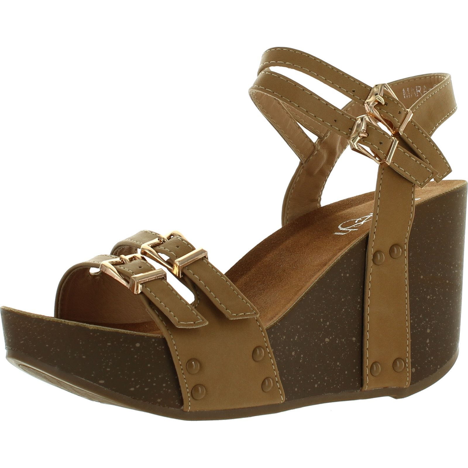 Refresh Refresh MARA02 Womens Ankle Strap Comfort Buckle Platform