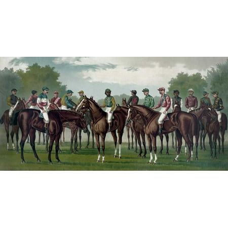 Celebrated winning horses and jockeys of the American turf Stretched Canvas - Currier and Ives (10 x