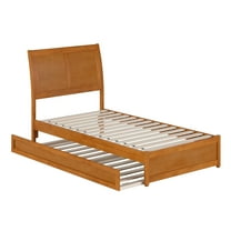 AFI, Andorra Twin Platform Bed with Panel Footboard and Twin Trundle, Light Toffee