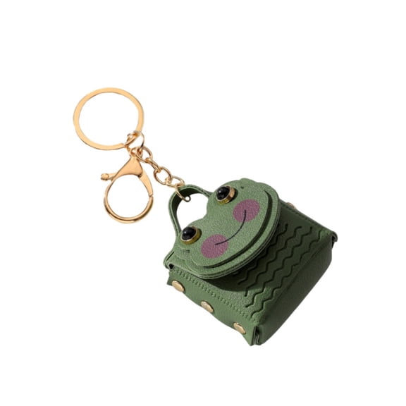 Creative Cute Leather Frog Coin Purse Keychain Women Bag Pendant Couple Earphone Bag Keychain Accessories