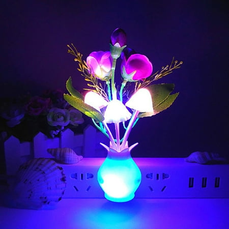 

Mairbeon Colorful Van Base Lovely Rose Mushroom Light Sensor 4 LED Night Light Home Decor