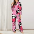 thumbnail image 2 of Hirioo Panda Heart Valentine Pink for Women's Pajama Sets 2 Piece Pjs Women's Long-Sleeved Pajama Set Button Down Sleepwear,S-XXL-Large, 2 of 7