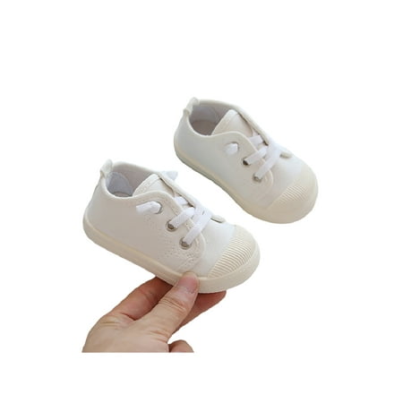 

Rockomi Boys Girls Skate Shoes Round Toe Sneakers Soft Sole Walking Shoe Kids Anti-skid Comfort Flats Lightweight Lace Up Casual Sneaker White 10C