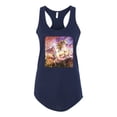thumbnail image 2 of Unicorn Fanstasy Rainbow Castle Ladies Racerback Tank Top, Navy, Large, 2 of 3